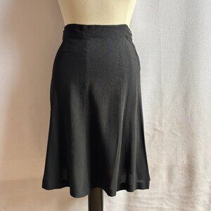 1940s Black Crepe Flared Skirt 32 Waist